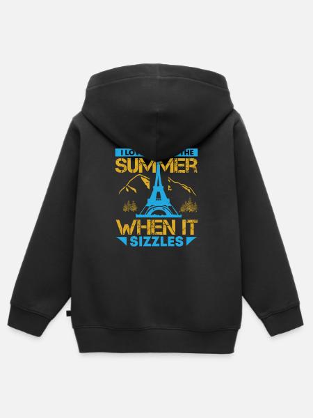 J’AIME PARIS EN ÉTÉ QUAND ÇA GRÉSILLE - Sweat Premium à capuche zippé enfant bio - noir
