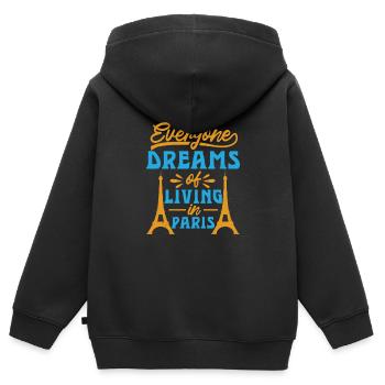 TOUT LE MONDE RÊVE DE VIVRE À PARIS - Sweat Premium à capuche zippé enfant bio - noir - Dos - AI Model Kid Male (0cm)