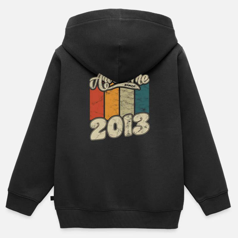 2013 Anniversaire génial depuis Retro - Sweat Premium à capuche zippé enfant bio - noir