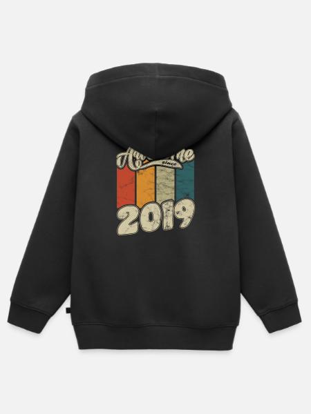 2019 Birthday Awesome since Retro - Kids Premium Organic Zip-up Hoodie - black