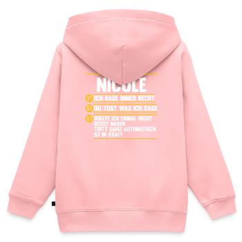 Nicole - Kinder Premium Organic Zip Hoodie - Rosa - Hinten - AI Model Kid Female (0cm)