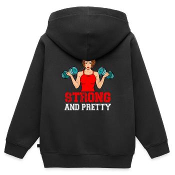 fort et joli - Sweat Premium à capuche zippé enfant bio - noir - Dos - AI Model Kid Male (0cm)