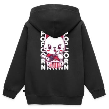Cat Eating Popcorn - Kids Premium Organic Zip-up Hoodie - black - Back - AI Model Kid Male (0cm)