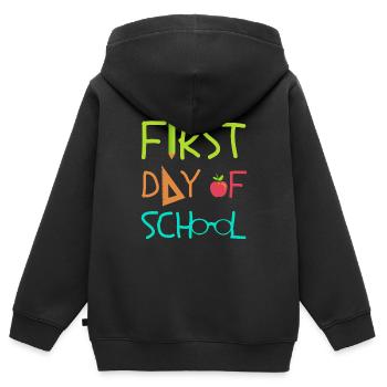 First Day Of School - Kids Premium Organic Zip-up Hoodie - black - Back - AI Model Kid Male (0cm)