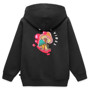 Chill Vibes Mushroom - Kids Premium Organic Zip-up Hoodie - black - Back - AI Model Kid Male (0cm)