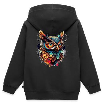 Ein grimmiger schlauer Kuckuck als Greifvogel - Kinder Premium Organic Zip Hoodie - Schwarz - Hinten - AI Model Kid Male (0cm)