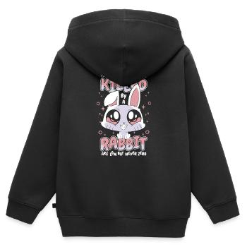 Lapin lapin animal de compagnie lapin - Sweat Premium à capuche zippé enfant bio - noir - Dos - AI Model Kid Male (0cm)