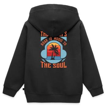 DAS BRÜLLEN DES OZEANS IST MUSIK FÜR DIE SEELE - Kinder Premium Organic Zip Hoodie - Schwarz - Hinten - AI Model Kid Male (0cm)