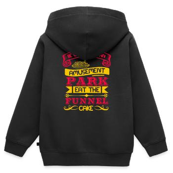 AMUSEMENT PARK EAT THE FUNNEL CAKE - Kinder Premium Organic Zip Hoodie - Schwarz - Hinten - AI Model Kid Male (0cm)