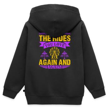 FAITES LES MANÈGES QUE VOUS AIMEZ ENCORE ET ENCORE - Sweat Premium à capuche zippé enfant bio - noir - Dos - AI Model Kid Male (0cm)