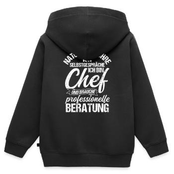 Chef Selbstgespräche Beratung Lustiger Spruch Vorg - Kinder Premium Organic Zip Hoodie - Schwarz - Hinten - AI Model Kid Male (0cm)
