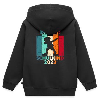 Grundschule 2023 Einschulung Grundschüler Schule - Kinder Premium Organic Zip Hoodie - Schwarz - Hinten - AI Model Kid Male (0cm)