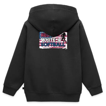 Patriotisch Rot, Weiß & Softball Vierter Juli - Kinder Premium Organic Zip Hoodie - Schwarz - Hinten - AI Model Kid Male (0cm)