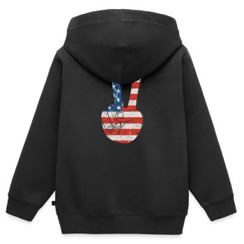 Patriotisches Friedenszeichen & USA Stars & Stripe - Kinder Premium Organic Zip Hoodie - Schwarz - Hinten - AI Model Kid Male (0cm)