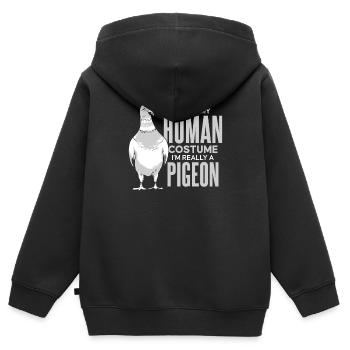 Pigeon Pigeons Animal Oiseau - Sweat Premium à capuche zippé enfant bio - noir - Dos - AI Model Kid Male (0cm)