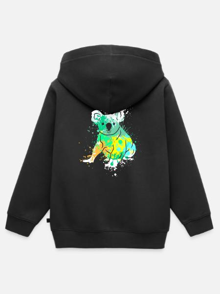 Splash Art Koalabär - Kinder Premium Organic Zip Hoodie - Schwarz