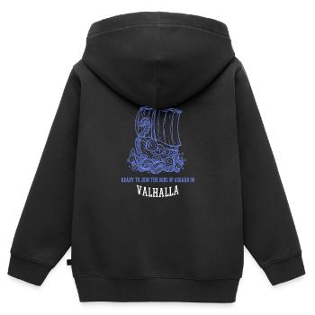 Prêt à rejoindre les dieux d’Asgard au Valhalla - Sweat Premium à capuche zippé enfant bio - noir - Dos - AI Model Kid Male (0cm)