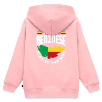 Béninois Bénin Drapeau Béninois Citation - Sweat Premium à capuche zippé enfant bio - rose - Dos - AI Model Kid Female (0cm)