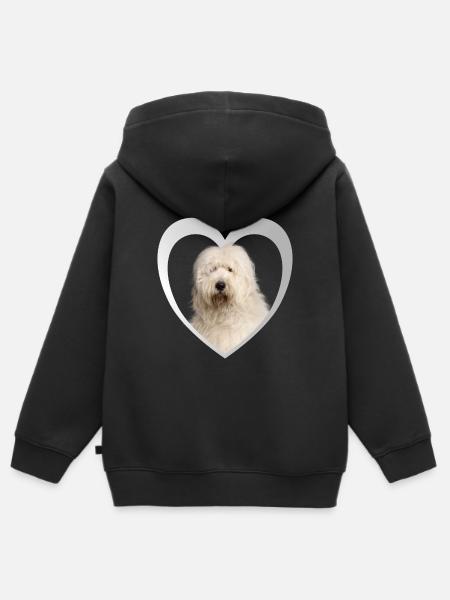 Bobtail Heart - J’aime Bobtail - Sweat Premium à capuche zippé enfant bio - noir