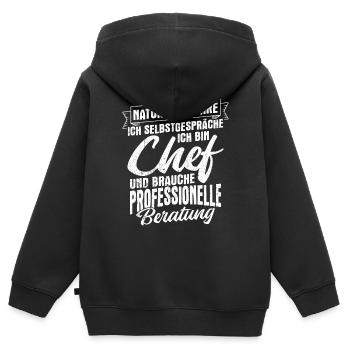 Chef Selbstgespräche Beratung Lustiger Spruch Gesc - Kinder Premium Organic Zip Hoodie - Schwarz - Hinten - AI Model Kid Male (0cm)