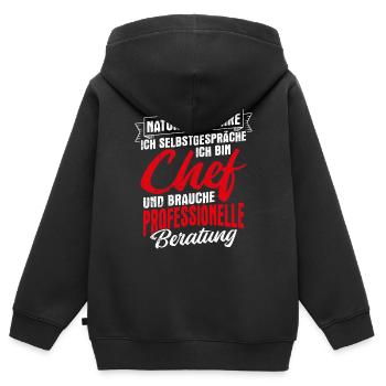 Chef Selbstgespräche Beratung Lustiger Spruch Vorg - Kinder Premium Organic Zip Hoodie - Schwarz - Hinten - AI Model Kid Male (0cm)