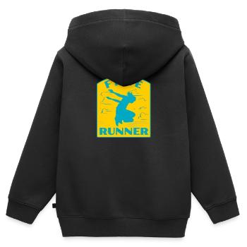 Freerunning Parkour Vintage Freerunner Streetwear - Kinder Premium Organic Zip Hoodie - Schwarz - Hinten - AI Model Kid Male (0cm)