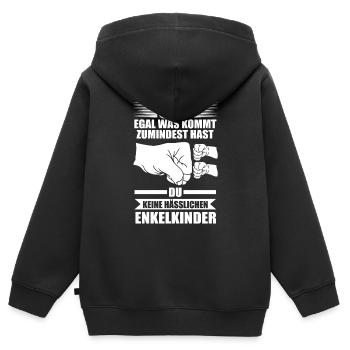 Großvater Enkelkinder Opa - Kinder Premium Organic Zip Hoodie - Schwarz - Hinten - AI Model Kid Male (0cm)