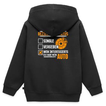 Beziehungsstatus wen interessierts hab mein Auto - Kinder Premium Organic Zip Hoodie - Schwarz - Hinten - AI Model Kid Male (0cm)