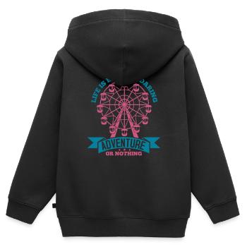 LA VIE EST SOIT UNE AVENTURE AUDACIEUSE, SOIT RIEN - Sweat Premium à capuche zippé enfant bio - noir - Dos - AI Model Kid Male (0cm)