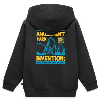 L’INVENTION DU PARC D’ATTRACTIONS LE MUSÉE NOTRE PIRE - Sweat Premium à capuche zippé enfant bio - noir - Dos - AI Model Kid Male (0cm)