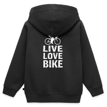 Live Love Bike - Sweat Premium à capuche zippé enfant bio - noir - Dos - AI Model Kid Male (0cm)