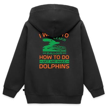 ICH MÖCHTE BALLON LERNEN, WIE MAN DELFINE MACHT - Kinder Premium Organic Zip Hoodie - Schwarz - Hinten - AI Model Kid Male (0cm)