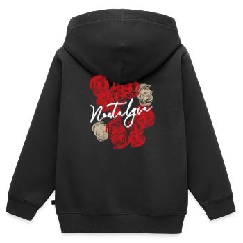 Vintage Rose Nostalgie - Sweat Premium à capuche zippé enfant bio - noir - Dos - AI Model Kid Male (0cm)