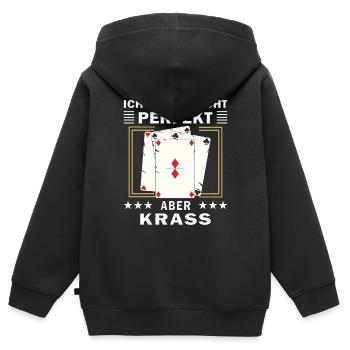 JE NE JOUE PAS PARFAIT MAIS GROSSIER - Sweat Premium à capuche zippé enfant bio - noir - Dos - AI Model Kid Male (0cm)