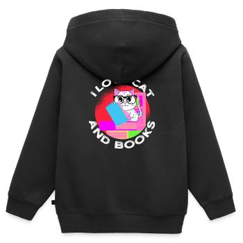 Livre Rat Cat Livres Rat Rat Books Bookworm - Sweat Premium à capuche zippé enfant bio - noir - Dos - AI Model Kid Male (0cm)