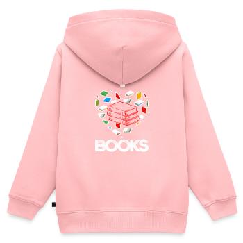 Amateurs de livres lecture livres romans éducation cadeau - Sweat Premium à capuche zippé enfant bio - rose - Dos - AI Model Kid Female (0cm)