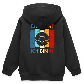 11 Geschenk 11. Geburtstag Fußball Junge - Kinder Premium Organic Zip Hoodie - Schwarz - Hinten - AI Model Kid Male (0cm)