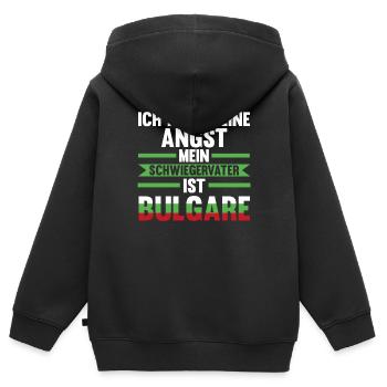 Ich habe keine Angst mein Schwiegervater ist Bulga - Kinder Premium Organic Zip Hoodie - Schwarz - Hinten - AI Model Kid Male (0cm)