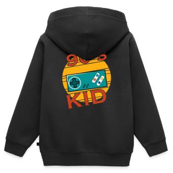90s 90iger Gamer Kid Retro zocken Spruch - Kinder Premium Organic Zip Hoodie - Schwarz - Hinten - AI Model Kid Male (0cm)