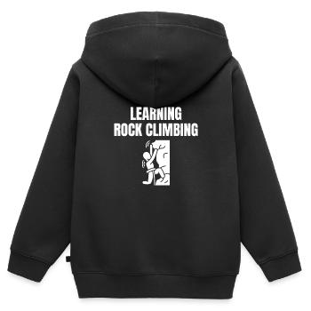 Ich lerne Klettern Felsklettern Bergsteigen - Kinder Premium Organic Zip Hoodie - Schwarz - Hinten - AI Model Kid Male (0cm)