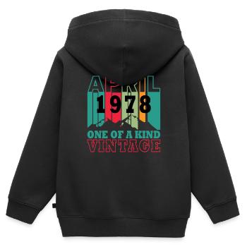 1978 Légende de l’anniversaire d’avril - Sweat Premium à capuche zippé enfant bio - noir - Dos - AI Model Kid Male (0cm)