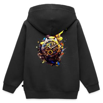 Montre-bracelet abstraite Vintage Chrono - Sweat Premium à capuche zippé enfant bio - noir - Dos - AI Model Kid Male (0cm)