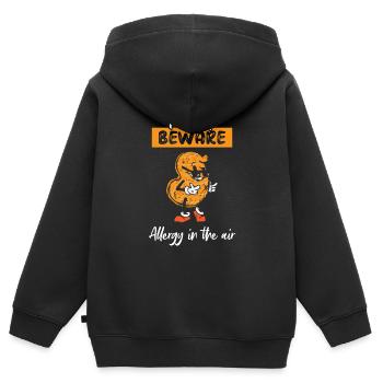 Erdnüsse Vorsicht Allergie In Der Luft - Kinder Premium Organic Zip Hoodie - Schwarz - Hinten - AI Model Kid Male (0cm)