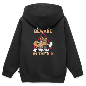 Erdnüsse Vorsicht Allergie In Der Luft - Kinder Premium Organic Zip Hoodie - Schwarz - Hinten - AI Model Kid Male (0cm)