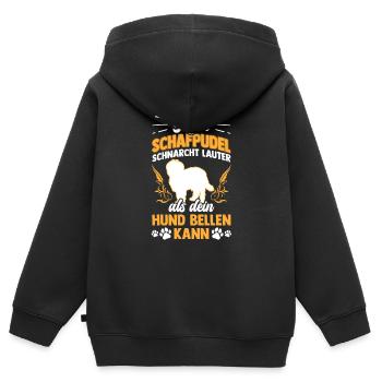Schafpudel schnarcht laut altdeutscher Hütepudel - Kinder Premium Organic Zip Hoodie - Schwarz - Hinten - AI Model Kid Male (0cm)