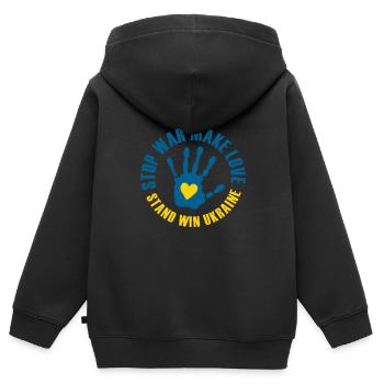 Stand Win Ukraine - Kinder Premium Organic Zip Hoodie - Schwarz - Hinten - AI Model Kid Male (0cm)