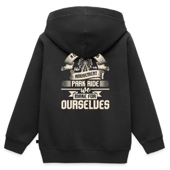 PARKFAHRT, DIE WIR FÜR UNS SELBST MACHEN - Kinder Premium Organic Zip Hoodie - Schwarz - Hinten - AI Model Kid Male (0cm)