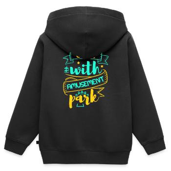 VIVRE AVEC LE PARC D’ATTRACTIONS - Sweat Premium à capuche zippé enfant bio - noir - Dos - AI Model Kid Male (0cm)