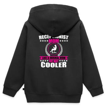 Réceptionniste Mama Design pour femme - Sweat Premium à capuche zippé enfant bio - noir - Dos - AI Model Kid Male (0cm)