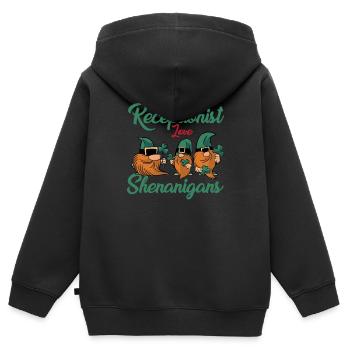 Drôle de réceptionniste Saint-Patrick - Sweat Premium à capuche zippé enfant bio - noir - Dos - AI Model Kid Male (0cm)